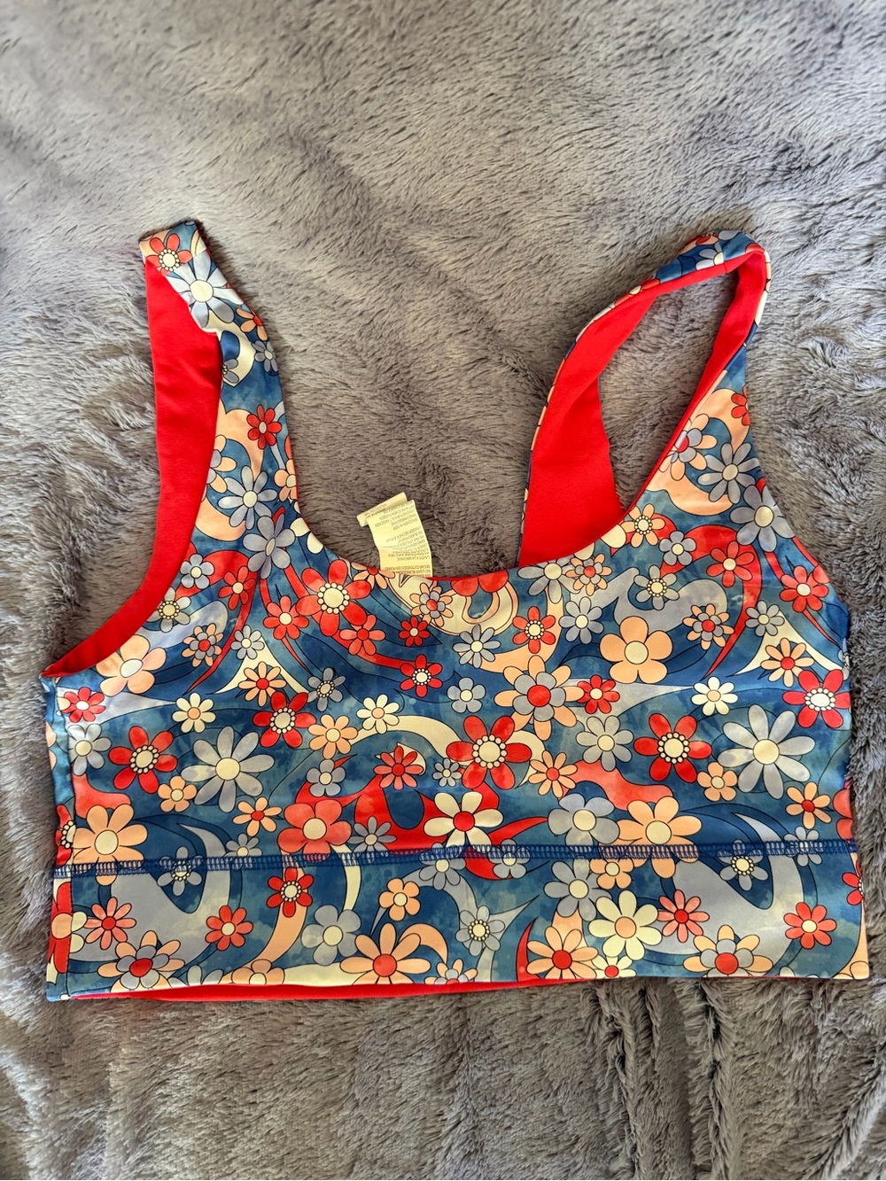 Fabletics Reversible Floral Comfort Sports Bra - Red & Blue